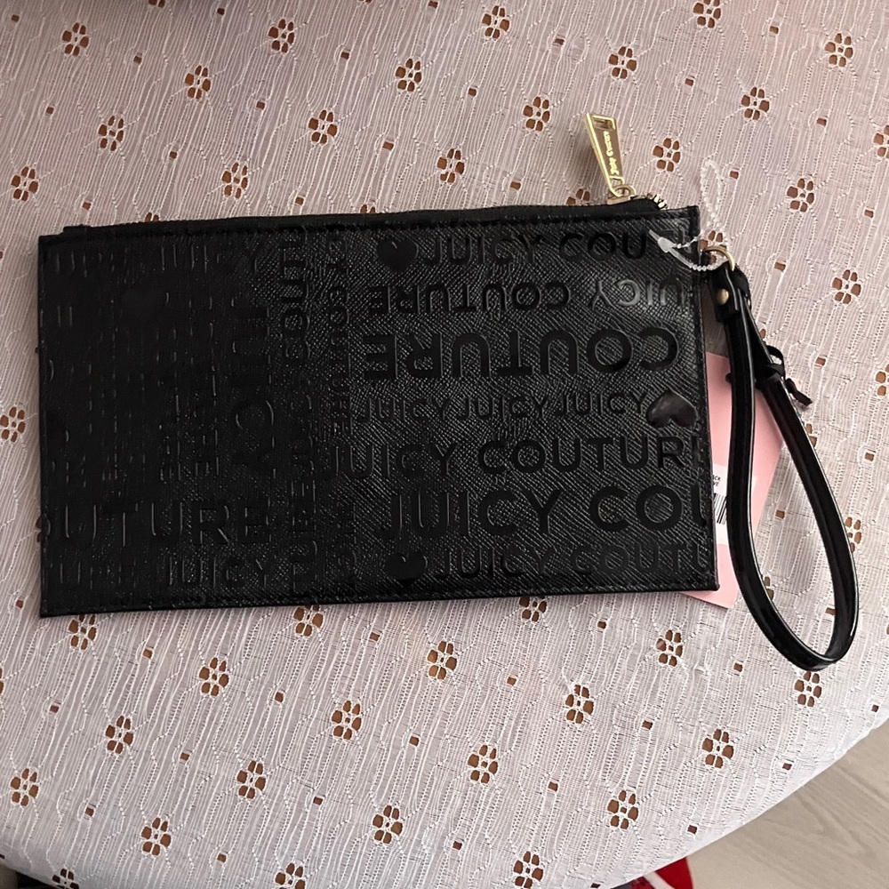 Juicy Couture Embossed Black Pouch wristlet - Picture 3 of 6